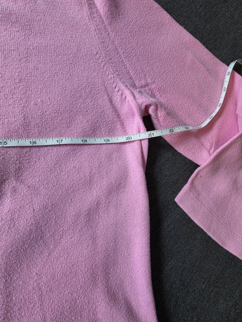 Pink Cashmere Blend Crewneck 3/4 Sleeve Lands' End Sweater - Picture 5 of 6